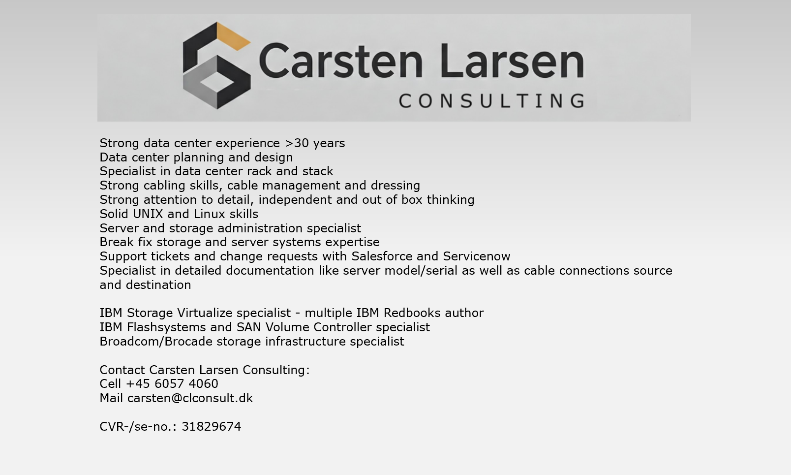 Carsten Larsen Consulting Logo and Info